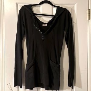 Crossfox Designer Eco lux hand dyed natural fiber long black hoodie